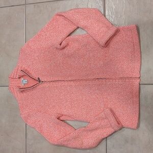 L.L Bean Orange Full Zip Cotton Knit Cardigan Size XS